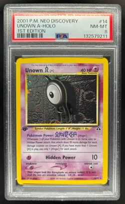 2001 Pokemon Neo Discovery 1st Edition Unown A Holo #14/75 PSA 8 - Image 1