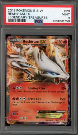 Pokemon Reshiram EX Legendary Treasures Holo Ultra Rare #29 PSA 9 Mint - Image 1