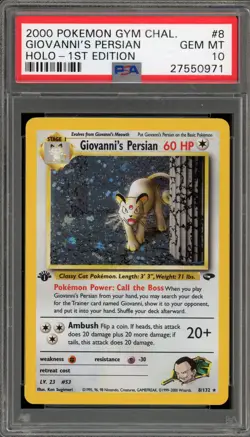 Pokemon Giovanni's Persian Gym Challenge 1st Edition Holo Rare #8 PSA 10 - Image 1