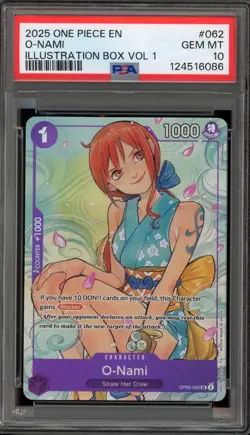 One Piece CCG O-Nami Illustration Bx. Vol. 1 OP05-062 PSA 10 Gem Mint - Image 1