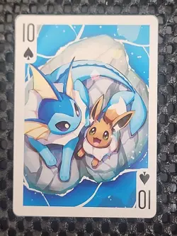 Eevee And Vaporeon Pokemon Playing Card Poker Card TCG Ten Of Spades Mint - Image 1