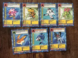 1999 Vintage Bandai Digimon TCG (7) Card Lot w/ 1st Editions - Image 1