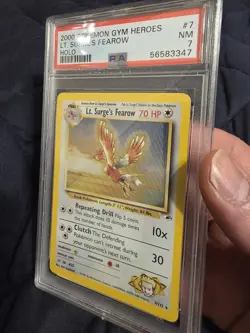 Pokemon 2000 Gym Heroes Lt. Surge's Fearow Holo Card #7/132 PSA 7 - Image 2