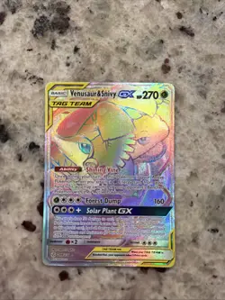 Pokemon TCG Venusaur & Snivy GX Cosmic Eclipse Rainbow Rare Card 249/236 - Image 1