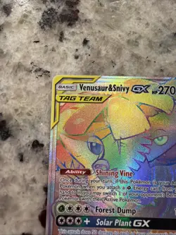 Pokemon TCG Venusaur & Snivy GX Cosmic Eclipse Rainbow Rare Card 249/236 - Image 2