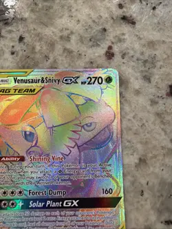 Pokemon TCG Venusaur & Snivy GX Cosmic Eclipse Rainbow Rare Card 249/236 - Image 3