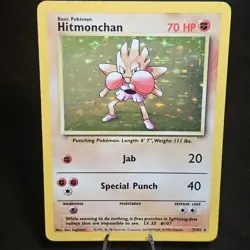 Pokemon Hitmonchan Base Set Holo Rare English Card 7/102 HP70 Ken Sugimori - Image 1