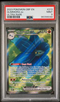 Pokemon Glimmora ex 213/197 SV03: Obsidian Flames Holo Ultra Rare PSA 9 MINT - Image 1