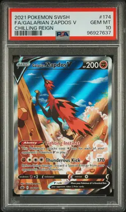 Galarian Zapdos V 174/198 Chilling Reign Pokemon PSA 10 *637 - Image 1