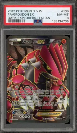 Pokemon Groudon EX Dark Explorers ITALIAN Full Art #106 PSA 8 - Image 1