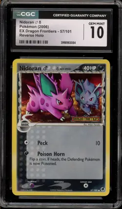 Pokemon Nidoran (Male) EX Dragon Frontiers Reverse Holo #57 CGC 10 Gem Mint - Image 1