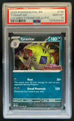 2023 Pokemon SV Paldea Evolved Tyranitar Reverse Holo #135/193 PSA 10 - Image 1