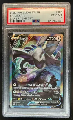 2022 Pokemon SWSH Silver Tempest Lugia V #186/195 PSA 10 - Image 1