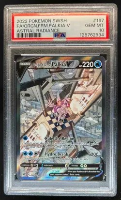 2022 Pokemon SWSH Astral Radiance Origin Forme Palkia V #167/189 PSA 10 - Image 1