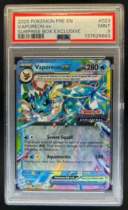 2025 Pokemon Prismatic Evolutions Vaporeon ex Promos #023/131 PSA 9 - Image 1
