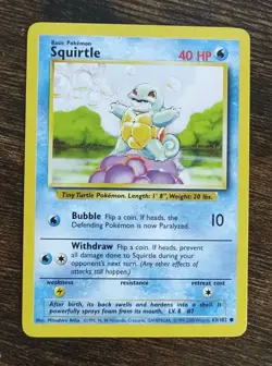 Pokemon Squirtle 63/102 Base Set UK Print 1999-2000 - Image 1