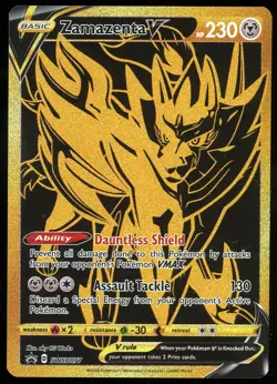 Pokemon TCG Zamazenta V Full Art Holo Gold Promo SWSH077 Sword & Shield NM - Image 1