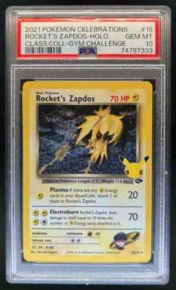 2021 Pokemon SWSH Celebrations Rocket's Zapdos Classic Collection #15/132 PSA 10 - Image 1