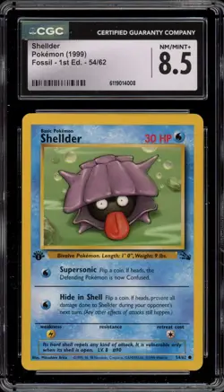 Pokemon Shellder Fossil 1st Edition #54 CGC 8.5 - Image 1