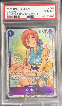 One Piece CCG O-Nami OP05-062 Illustration Box Vol. 1 Promo PSA 10 - Image 1
