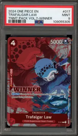 One Piece CCG Trafalgar Law Tournament Pk. Vol. 7 Winner Promo P-017 PSA 9 Mint - Image 1