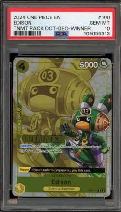 One Piece CCG Edison Tournament Pk. Oct-Dec Winner OP07-100 PSA 10 Gem Mint - Image 1
