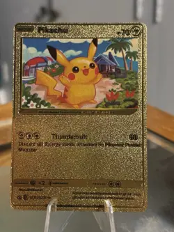 Pikachu 075/073 HP70 Pokemon Gold Textured Foil Fan Art Collector Card NM/M - Image 1