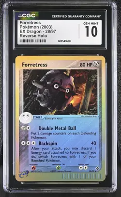 CGC 10 GEM MINT Forretress 2003 EX Dragon 28/97 Reverse Holo Pokemon Card - Image 1