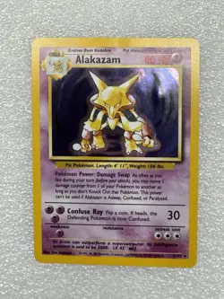 Alakazam Pokemon TCG Base Set Holo Card 1/102 Unlimited Holo Rare 1999 S3 - Image 1