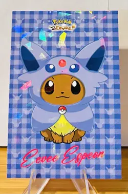Eevee Espeon Poncho Cracked Ice Pokemon Let's Go Eevee Card Database NM TCG - Image 1