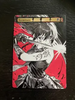 Terminate Hand Drawn Altered Art Magic Gathering Akame Ga Kill! Sword Red Black - Image 1
