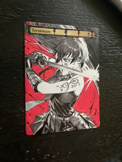 Terminate Hand Drawn Altered Art Magic Gathering Akame Ga Kill! Sword Red Black - Image 4