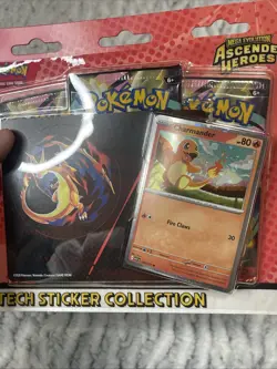 Pokemon TCG Ascended Heroes Tech sticker 3 Pack Charmander Promo With Swirl 💫🍥 - Image 1