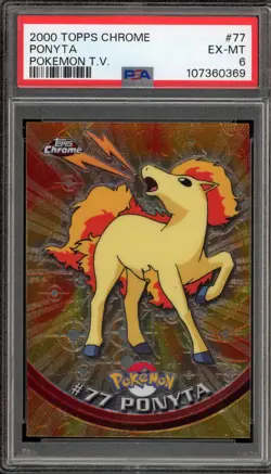 Pokemon Topps Chrome Ponyta #77 PSA 6 - Image 1