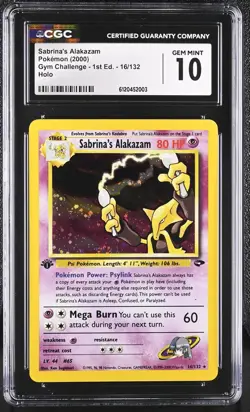 2000 Pokemon Gym Challenge 1st Edtn Holo Sabrina Alakazam 16/132 CGC 10 Gem Mint - Image 1