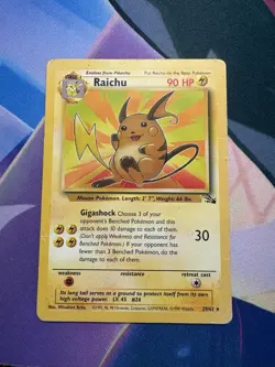 Pokemon TCG Raichu 29/62 Fossil Unlimited Non-Holo Rare HP DMG - Image 1