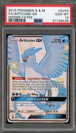 Pokemon Articuno GX Hidden Fates Full Art #SV54 PSA 10 Gem Mint - Image 1