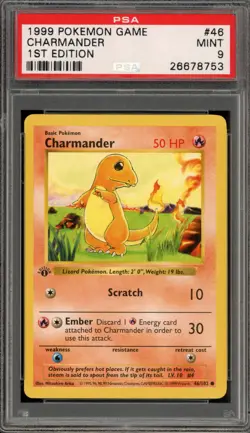 Pokemon Charmander Base Set Shadowless 1st Edition #46 PSA 9 Mint - Image 1