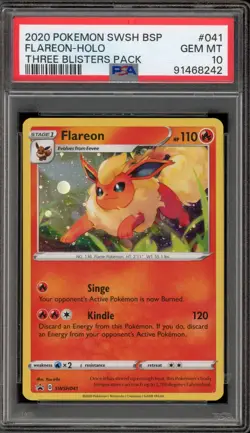 Pokemon Flareon 3 Pk. Blister Black Star Holo Promo SWSH041 PSA 10 Gem Mint - Image 1