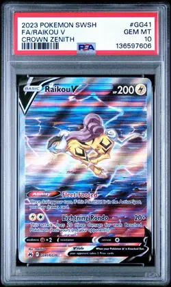 2023 POKEMON SWORD & SHIELD CROWN ZENITH #GG41 FULL ART/RAIKOU V PSA 10 - Image 1
