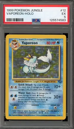 Pokemon Vaporeon Jungle Unlimited Holo Rare #12 PSA 5 - Image 1
