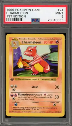 Pokemon Charmeleon Base Set Shadowless 1st Edition #24 PSA 9 Mint - Image 1