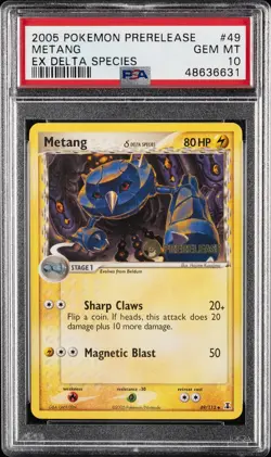 2005 POKEMON EX DELTA SPECIES PRERELEASE #49 METANG PSA 10 - Image 1