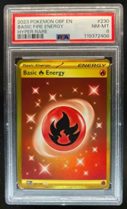 2023 Pokemon SV Obsidian Flames OBF EN Basic Fire Energy #230/197 PSA 8 - Image 1