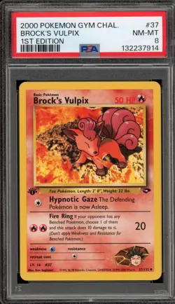 Pokemon Brock's Vulpix Gym Challenge 1st Edition #37 PSA 8 - Image 1