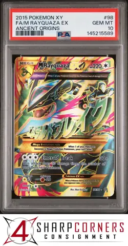 2015 POKEMON XY ANCIENT ORIGINS #98 FULL ART/ M RAYQUAZA EX 4SC ELITE PSA 10 - Image 1