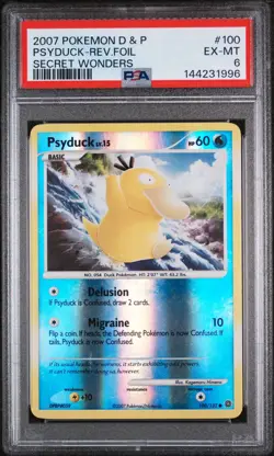 2007 POKEMON DIAMOND & PEARL SECRET WONDERS #100 PSYDUCK-REV.FOIL LOW POP RARE - Image 1