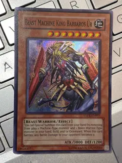 Yugioh Beast Machine King Barbaros Ur ANPR-EN097 Super Rare holo near mint condi - Image 1