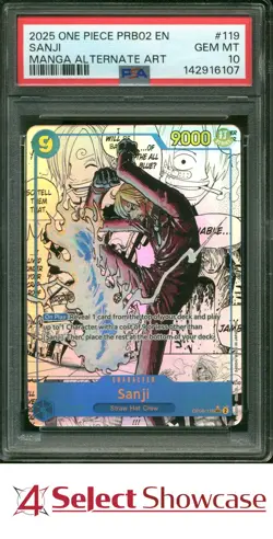 2025 ONE PIECE PRB02 EN VOLUME 2 MANGA ALTERNATE ART #119 SANJI 4SC ELITE PSA 10 - Image 1