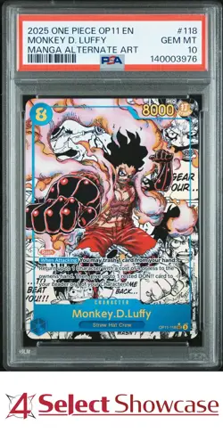 2025 ONE PIECE FIST OF DIVINE SPEED MANGA ALT ART #118 MONKEY D. LUFFY PSA 10 - Image 1